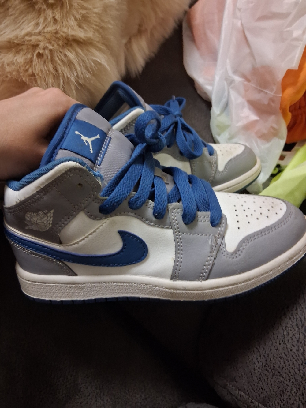 Nike Kids Mid-Top Sneakers - White, Gray & Blue